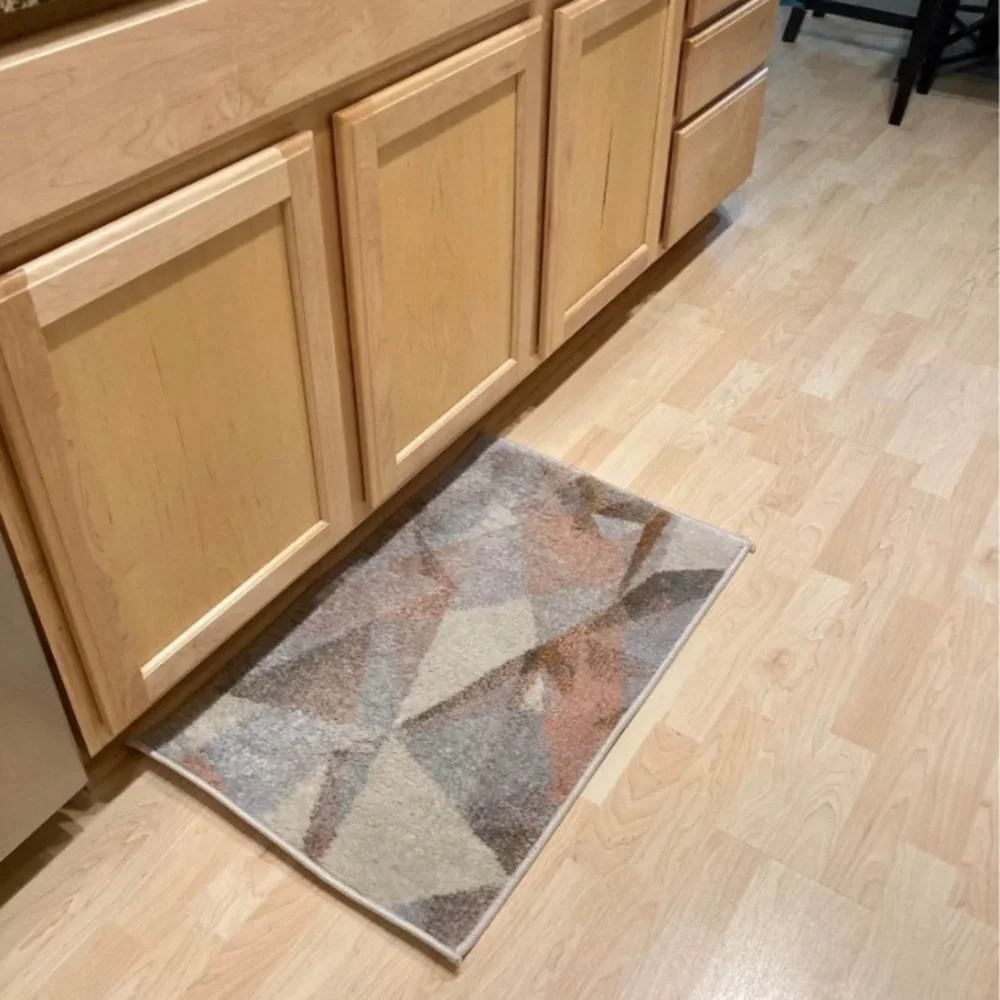 Gray, Cream, & Pink Small Geometric Rug - Picture 2 of 8